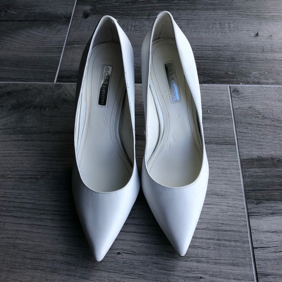 bcbg white heels